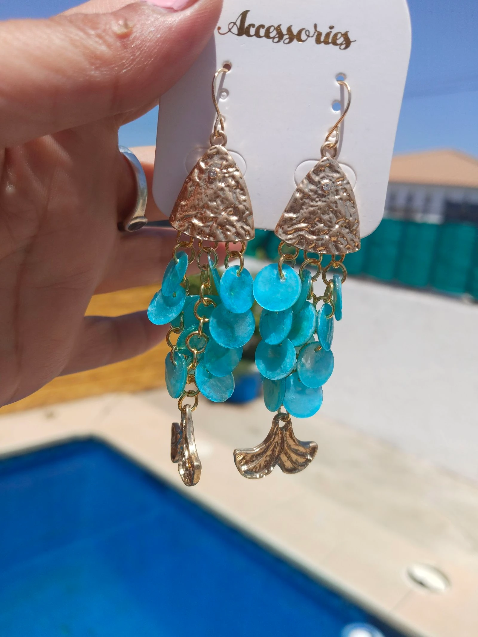 Pendientes 🐠 turquesas y dorados  – photo 5